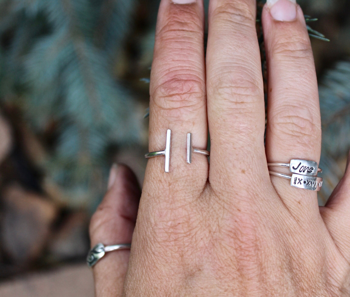 Parallel Bar Ring, Adjustable and Sterling Silver