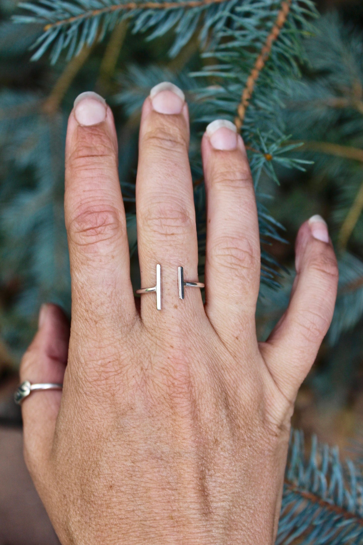 Parallel Bar Ring, Adjustable and Sterling Silver