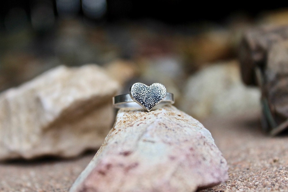 Pawprint Heart Ring in Sterling Silver