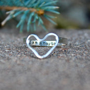 I am Enough Heart Ring In Solid Sterling Silver