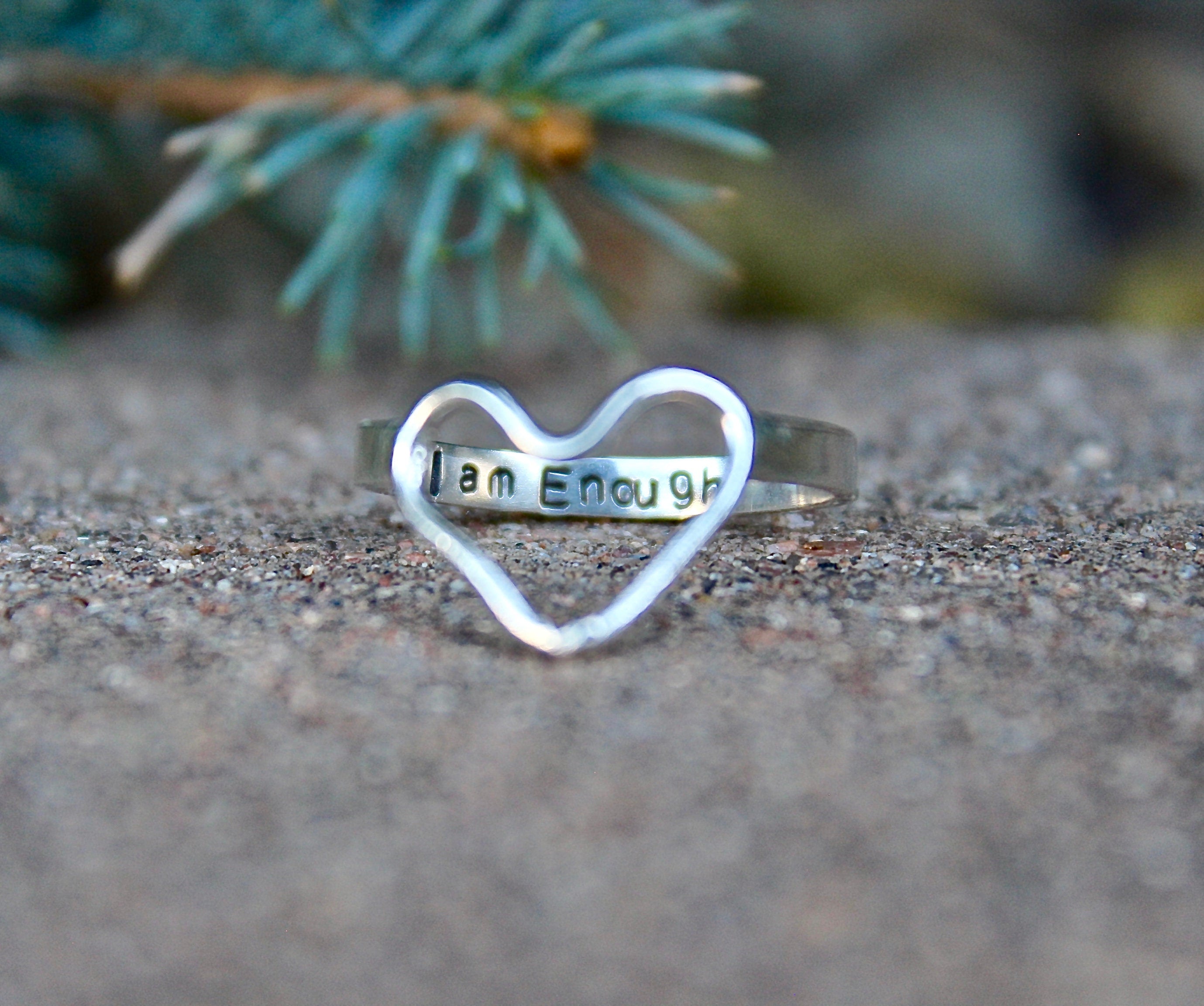 I am Enough Heart Ring In Solid Sterling Silver