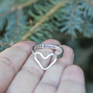 I am Enough Heart Ring In Solid Sterling Silver