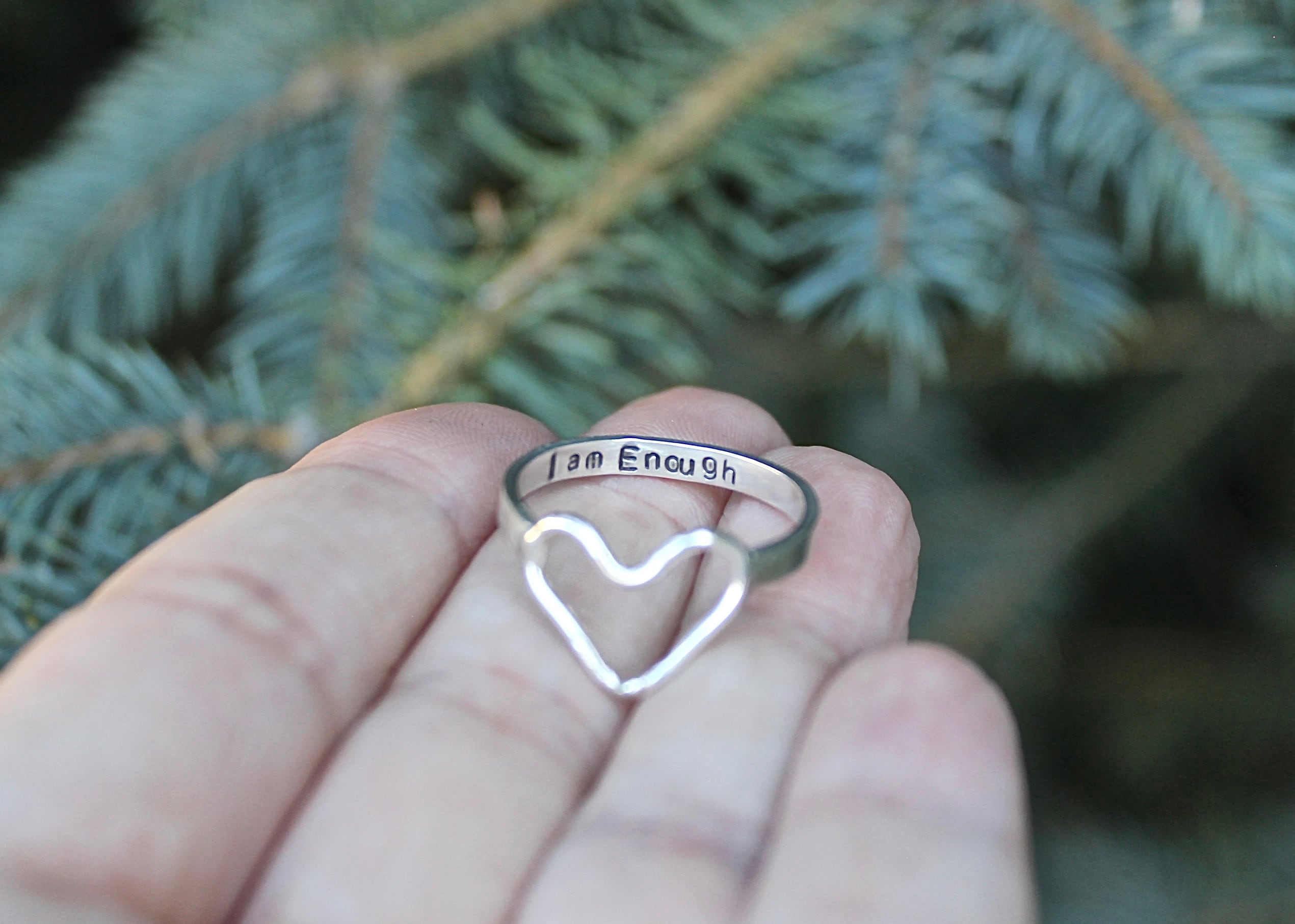 I am Enough Heart Ring In Solid Sterling Silver