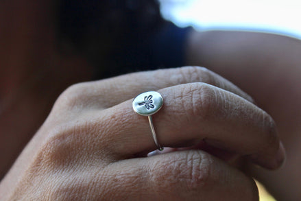 Sterling Silver Dragonfly Symbol Ring