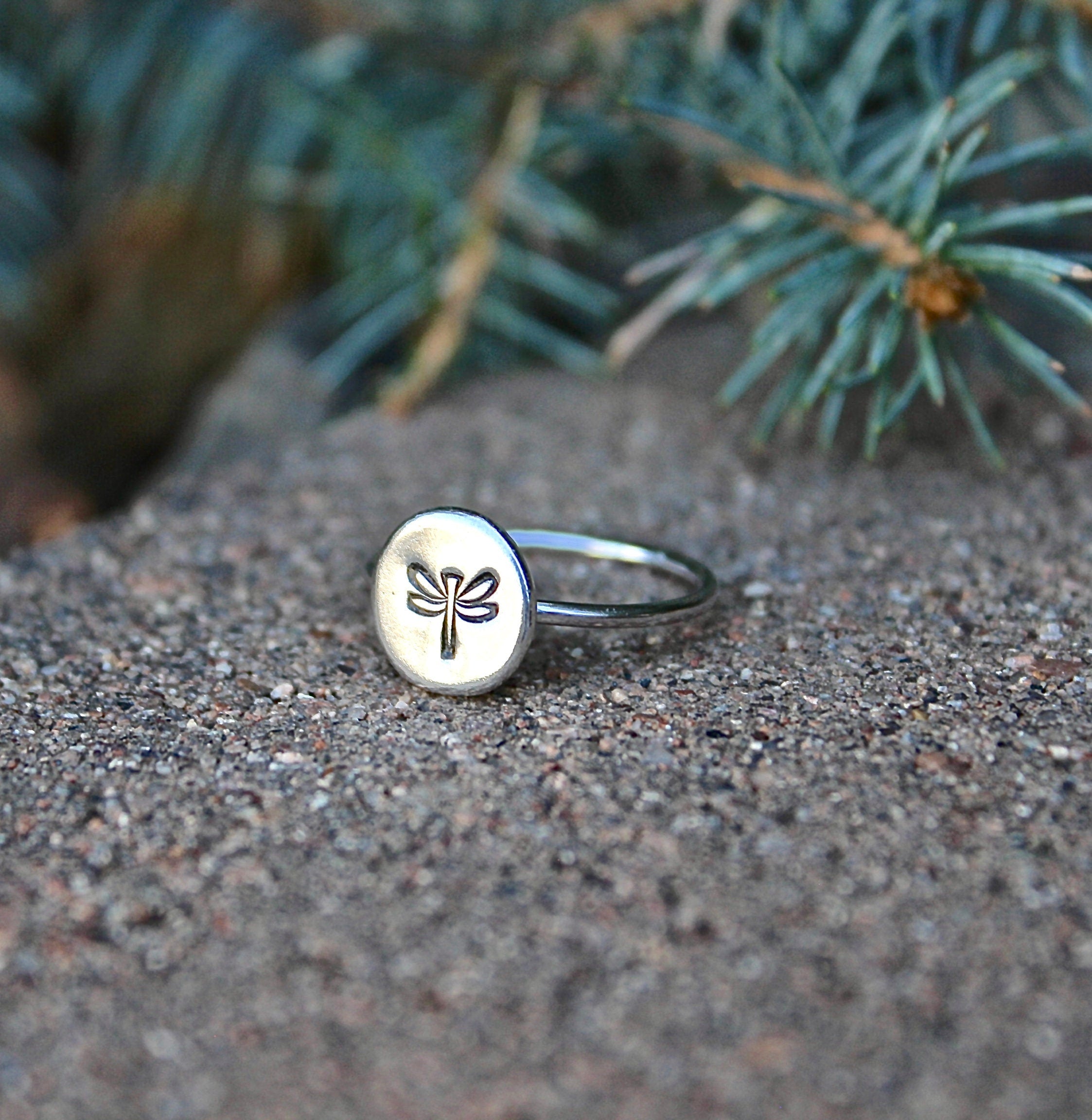 Sterling Silver Dragonfly Symbol Ring