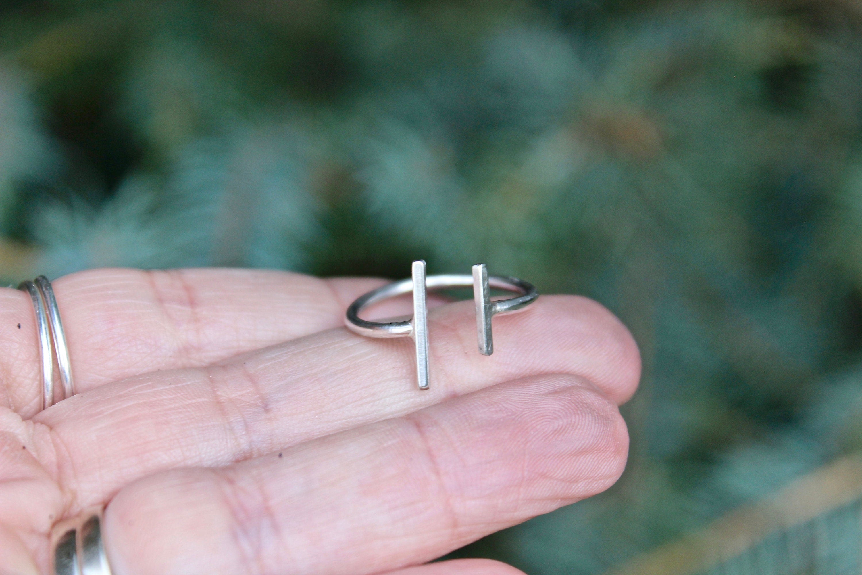Parallel Bar Ring, Adjustable and Sterling Silver