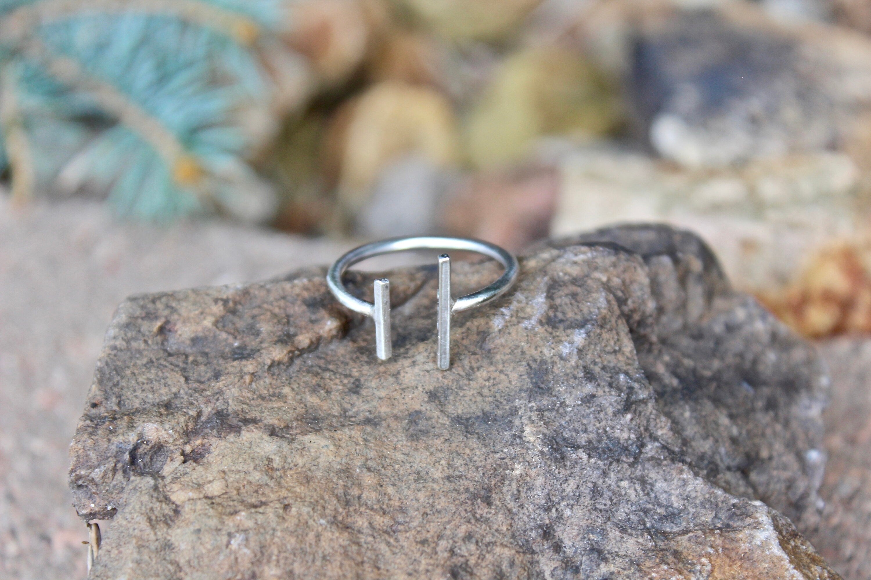 Parallel Bar Ring, Adjustable and Sterling Silver