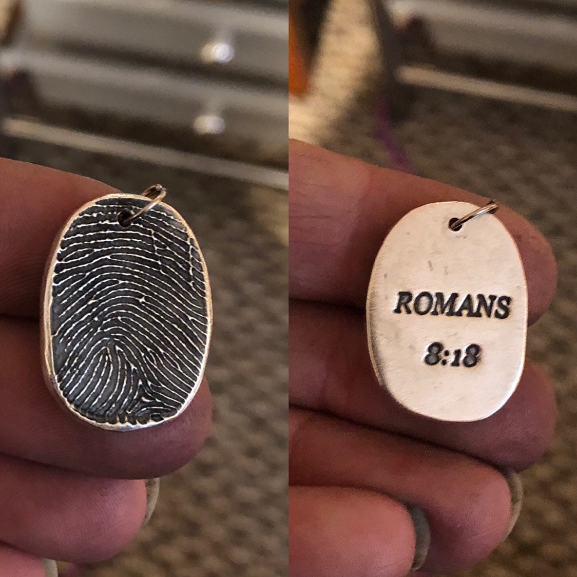 Fingerprint Charm in Sterling Silver with the Option for Handwriting on the Back