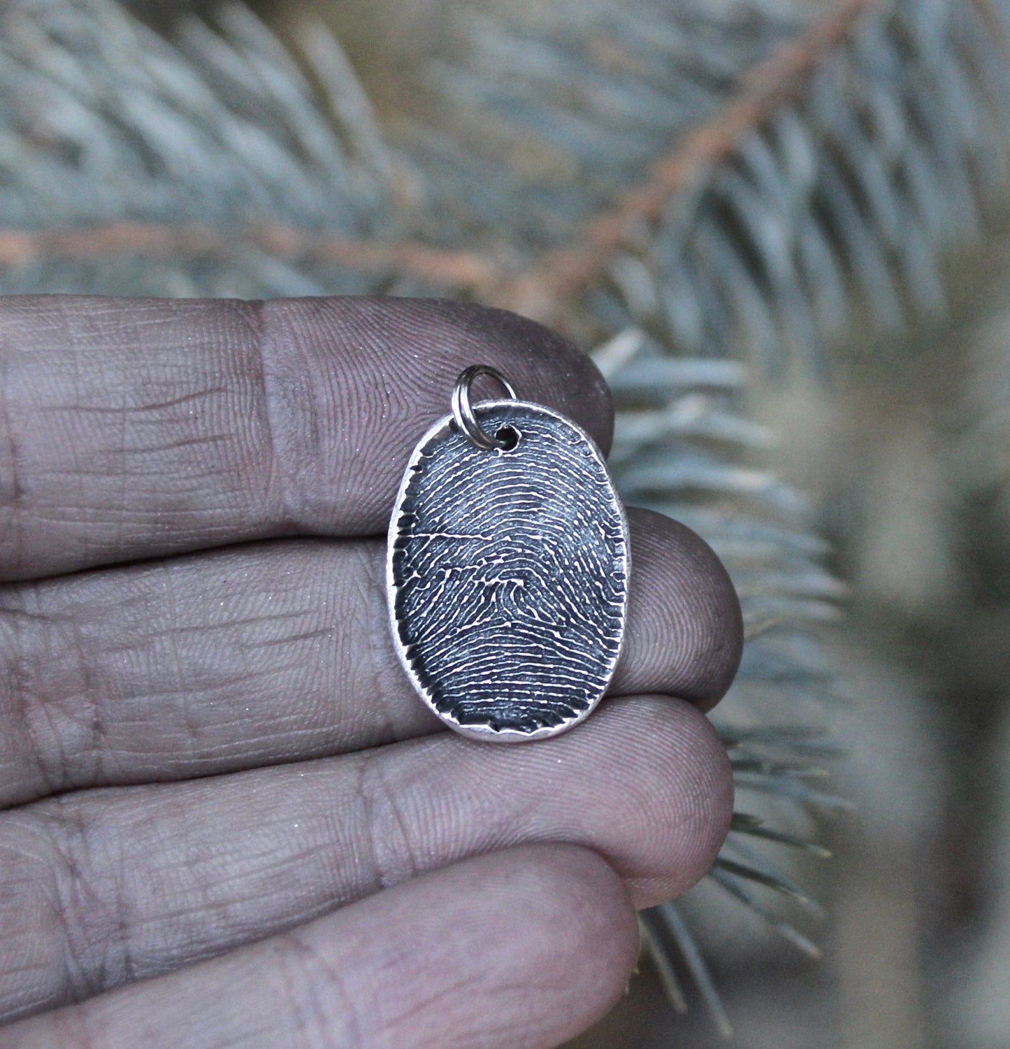 Solid Sterling Silver Organic Fingerprint Charm