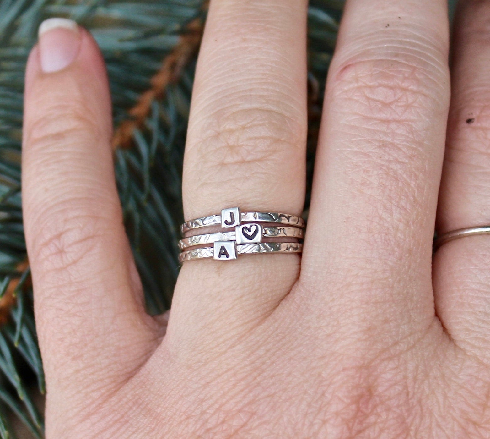 Initial Rings in Sterling Silver, Tiny Initial Rings in Sterling Silver, Stacking Initial Rings, Dainty Monogram Rings, Tiny Letter ring
