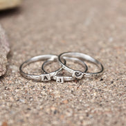 Initial Rings in Sterling Silver, Tiny Initial Rings in Sterling Silver, Stacking Initial Rings, Dainty Monogram Rings, Tiny Letter ring