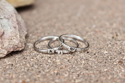 Initial Rings in Sterling Silver, Tiny Initial Rings in Sterling Silver, Stacking Initial Rings, Dainty Monogram Rings, Tiny Letter ring