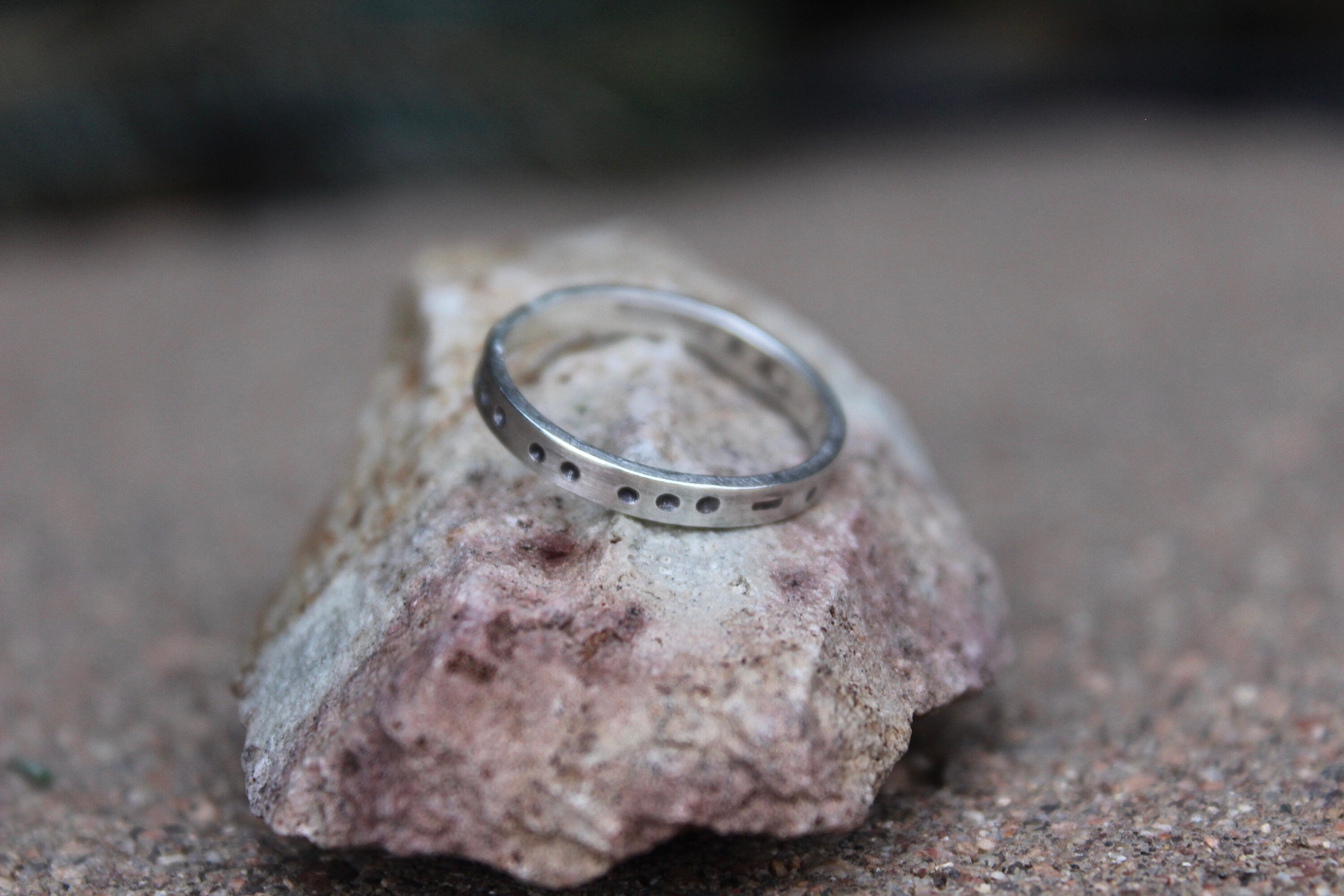Sisters in Morse Code, Sterling Silver Ring