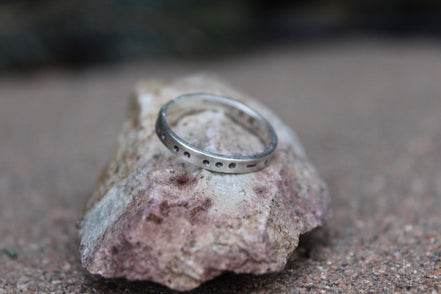 Sisters in Morse Code, Sterling Silver Ring