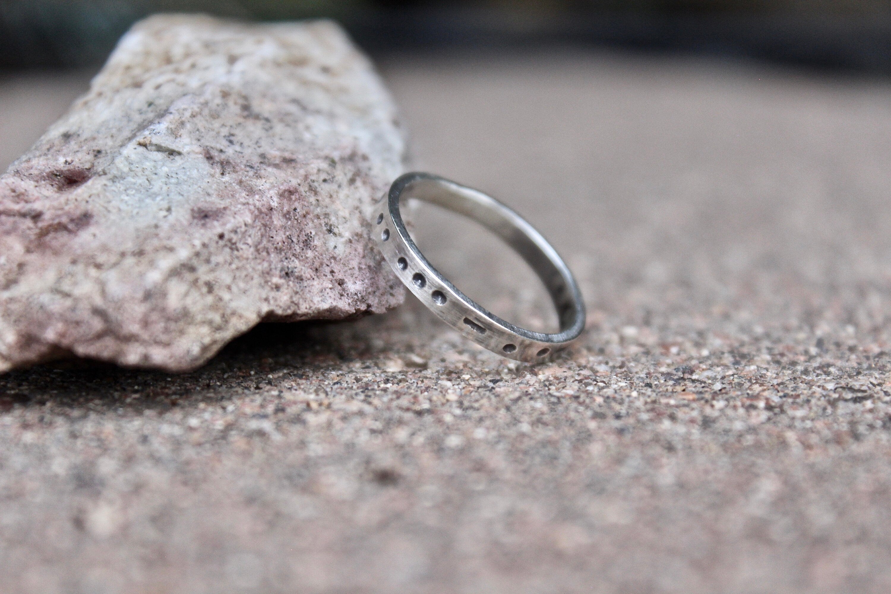Sisters in Morse Code, Sterling Silver Ring