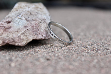 Sisters in Morse Code, Sterling Silver Ring
