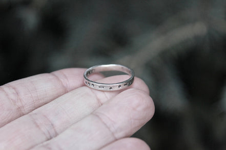 Sisters in Morse Code, Sterling Silver Ring
