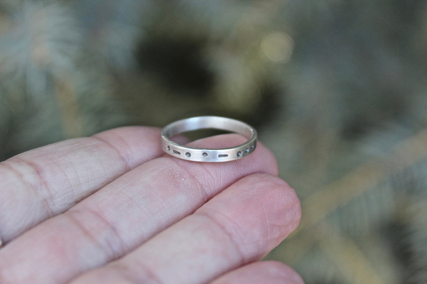 Sisters in Morse Code, Sterling Silver Ring