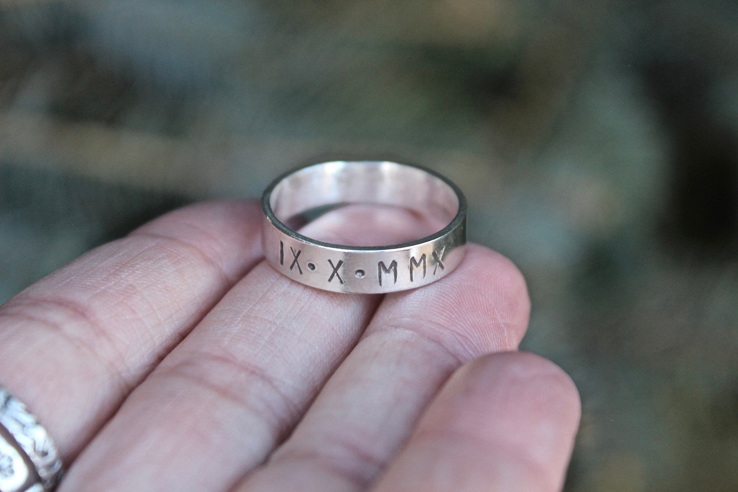 Men's Roman Numeral Date Ring in Sterling Silver