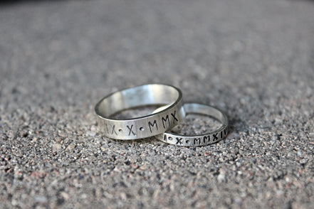 Men's Roman Numeral Date Ring in Sterling Silver