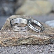 Matching Morse Code Rings for Couples, Sterling Silver