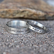 Matching Morse Code Rings for Couples, Sterling Silver