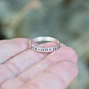 Roman Numeral Date Ring in Solid Sterling Silver