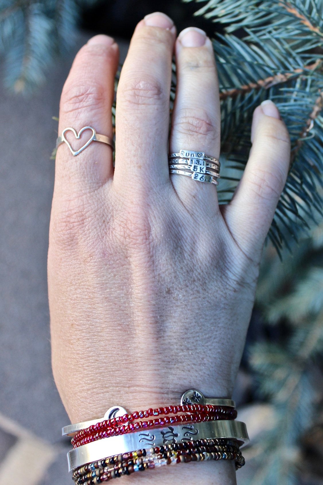 Runner Ring, Rings for Runners, Solid sterling silver stackable Runner's Rings, Running Rings, Run Love Ring, half marathon ring, minimalist