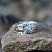 Runner Ring, Rings for Runners, Solid sterling silver stackable Runner's Rings, Running Rings, Run Love Ring, half marathon ring, minimalist