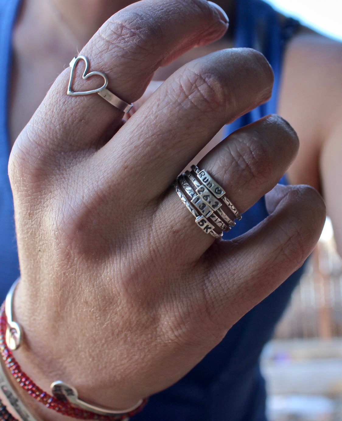 Ring for Runner, Runner Ring, Gift for Runner, Marathon Ring, Sterling Silver Stacking Ring, Silver Runner Ring, 5K Silver Ring, 10K Silver