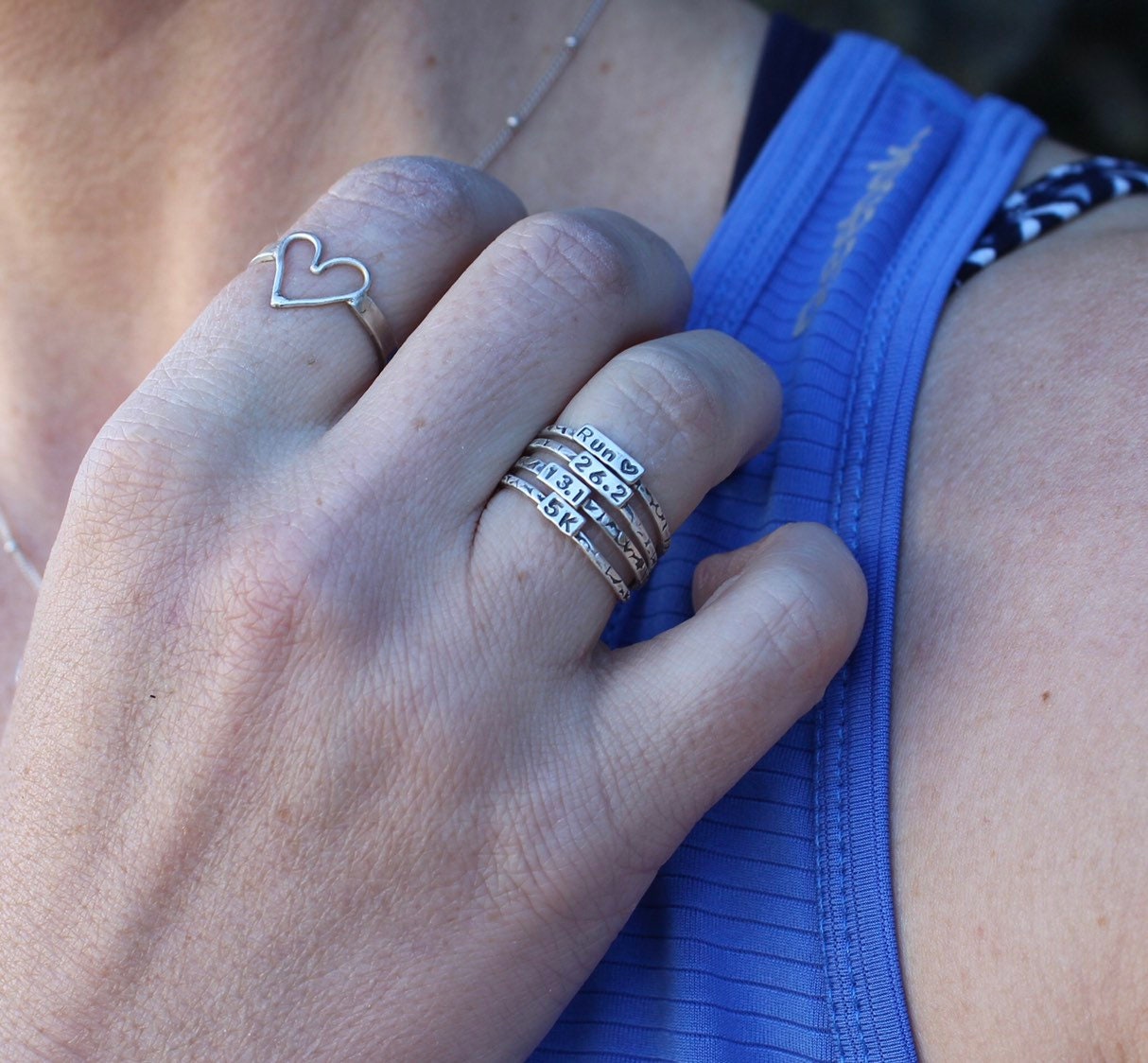 Ring for Runner, Runner Ring, Gift for Runner, Marathon Ring, Sterling Silver Stacking Ring, Silver Runner Ring, 5K Silver Ring, 10K Silver