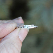 Runner Ring, Rings for Runners, Solid sterling silver stackable Runner's Rings, Running Rings, tiny writing, half marathon ring, 5K jewelry