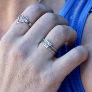 Runner Ring, Rings for Runners, Solid sterling silver stackable Runner's Rings, Running Rings, tiny writing, half marathon ring, 5K jewelry