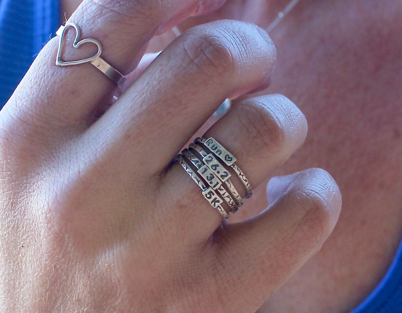 Marathon Ring, Rings for Runners, Solid sterling silver stackable Runner's Rings, Running Rings, Tiny Numbers, marathon jewelry, 26.2 Ring