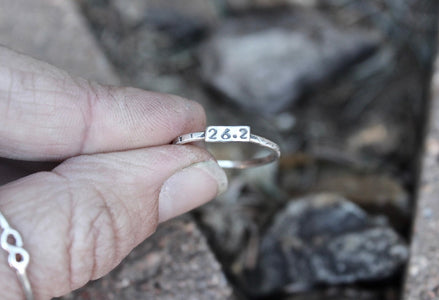 Marathon Ring, Rings for Runners, Solid sterling silver stackable Runner's Rings, Running Rings, Tiny Numbers, marathon jewelry, 26.2 Ring