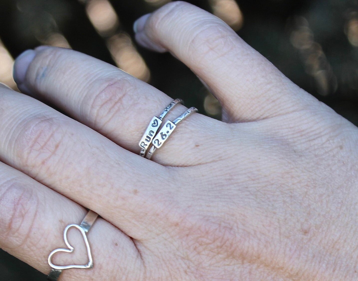 Marathon Ring, Rings for Runners, Solid sterling silver stackable Runner's Rings, Running Rings, Tiny Numbers, marathon jewelry, 26.2 Ring