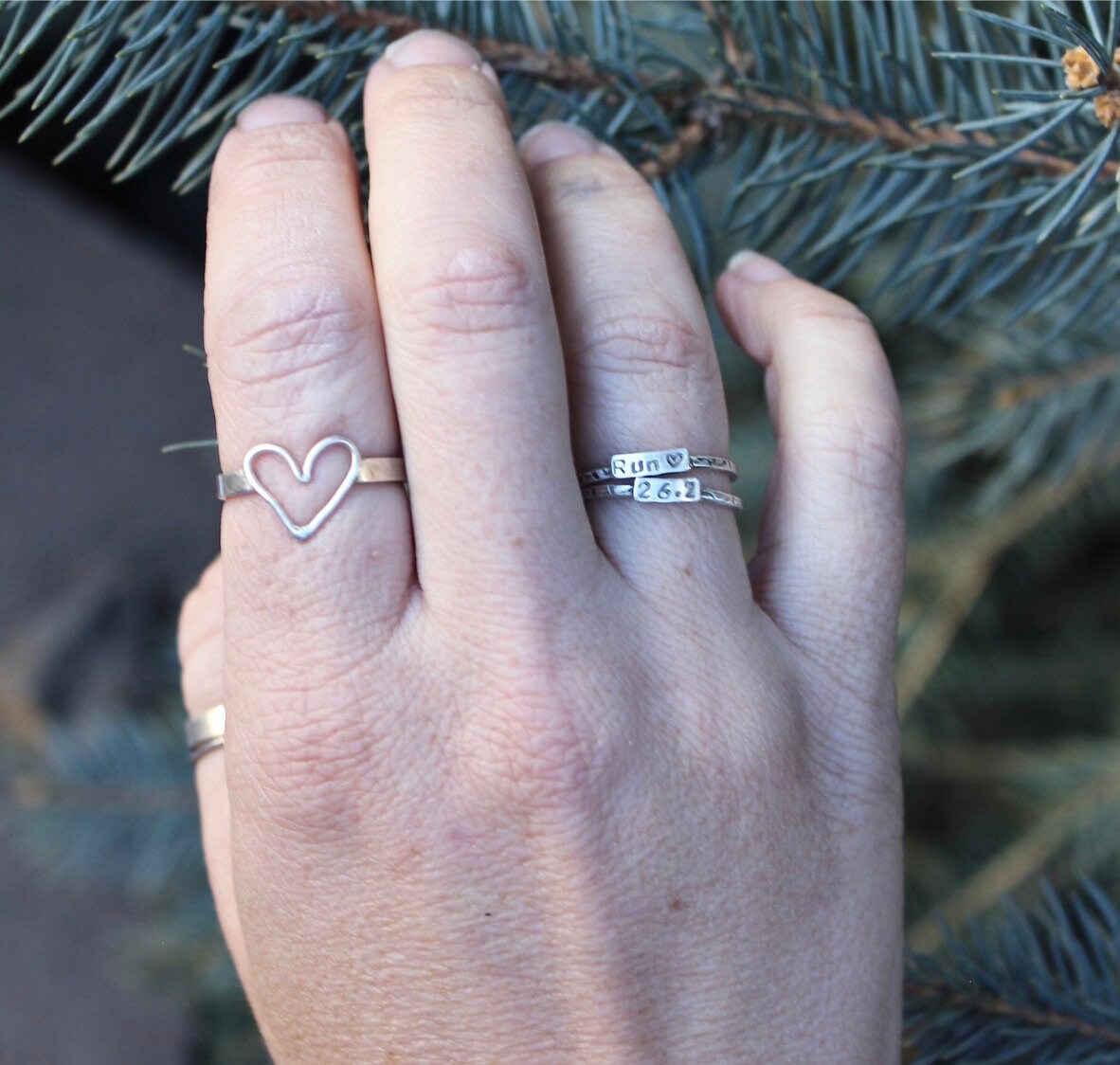 Marathon Ring, Rings for Runners, Solid sterling silver stackable Runner's Rings, Running Rings, Tiny Numbers, marathon jewelry, 26.2 Ring