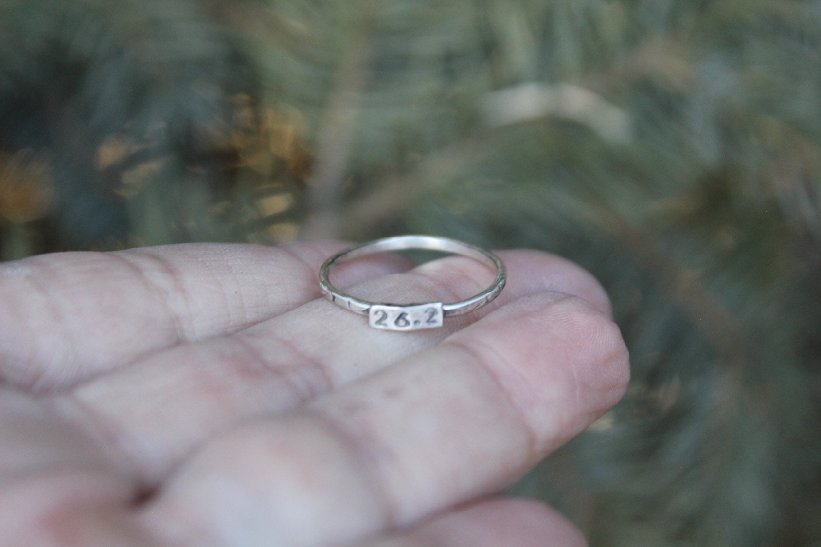 Marathon Ring, Rings for Runners, Solid sterling silver stackable Runner's Rings, Running Rings, Tiny Numbers, marathon jewelry, 26.2 Ring