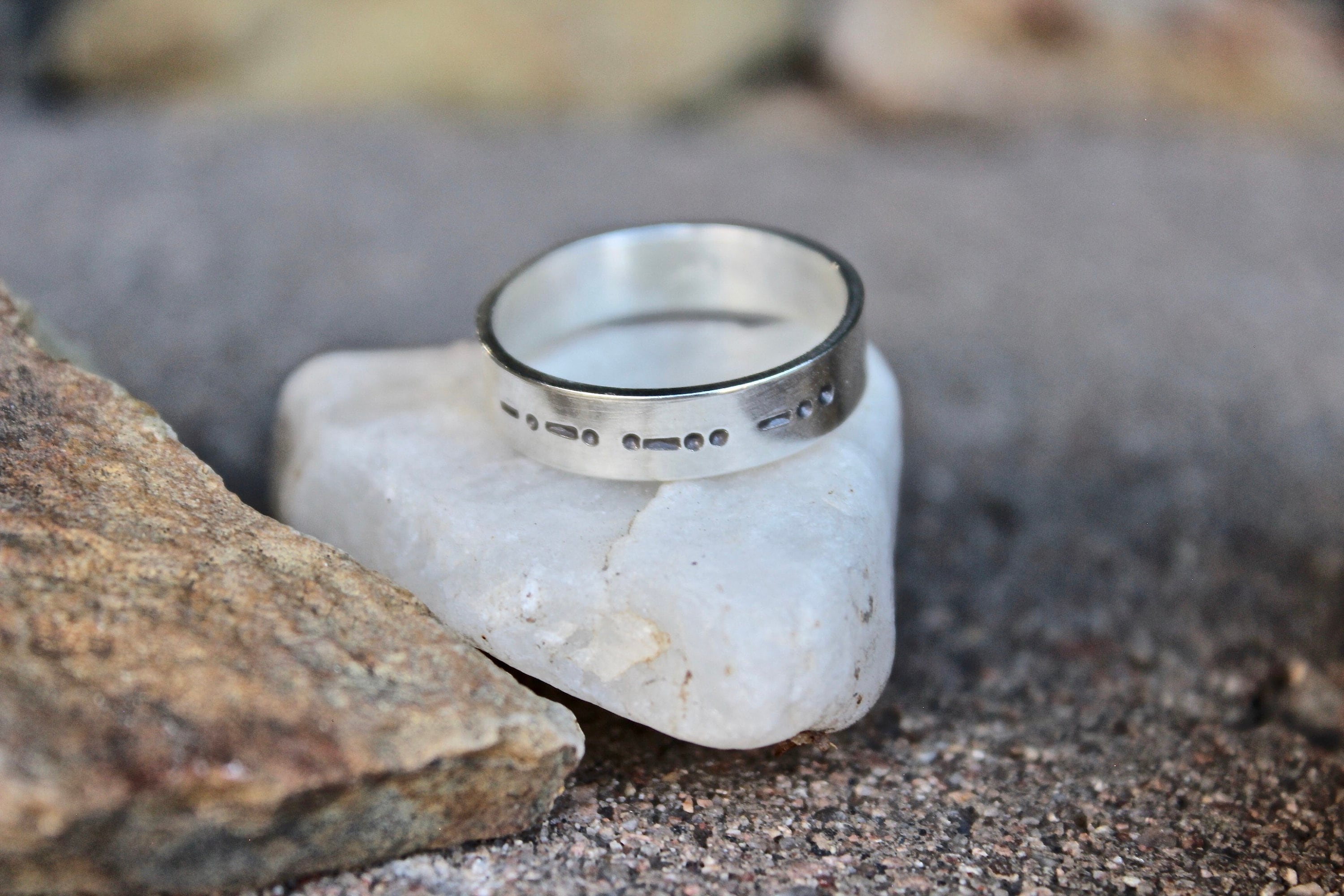 Matching Morse Code Rings for Couples, Sterling Silver