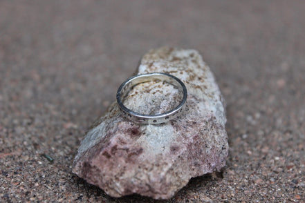 Sisters in Morse Code, Sterling Silver Ring