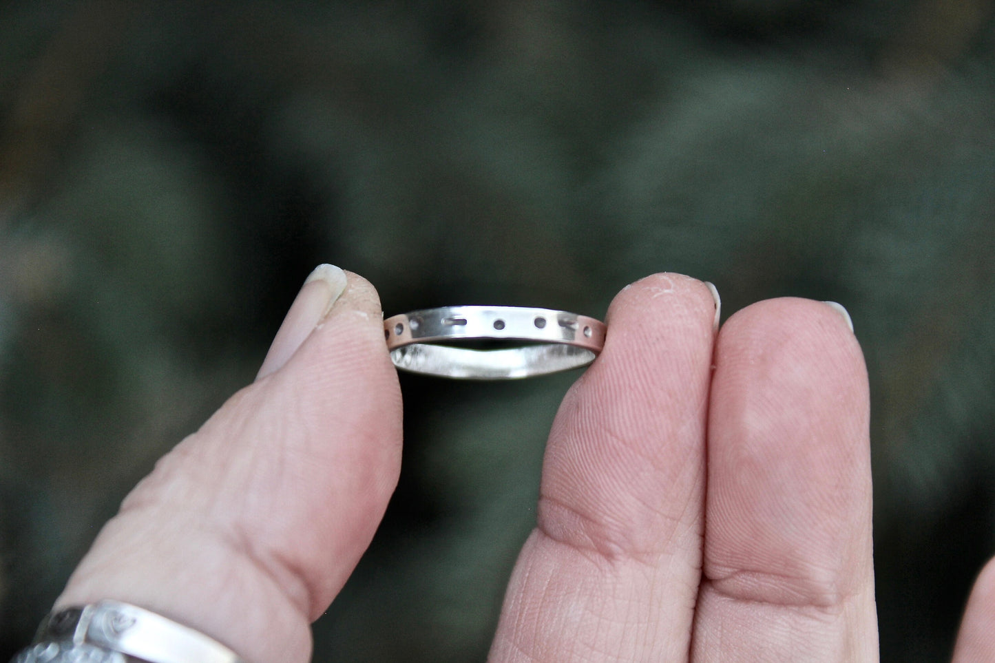 Sisters in Morse Code, Sterling Silver Ring
