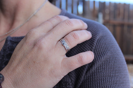 Sisters in Morse Code, Sterling Silver Ring