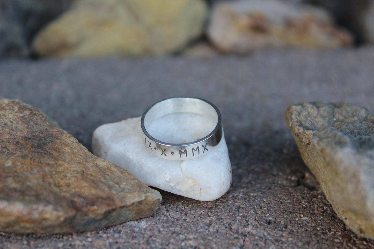 Men's Roman Numeral Date Ring in Sterling Silver