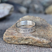 Men's Roman Numeral Date Ring in Sterling Silver