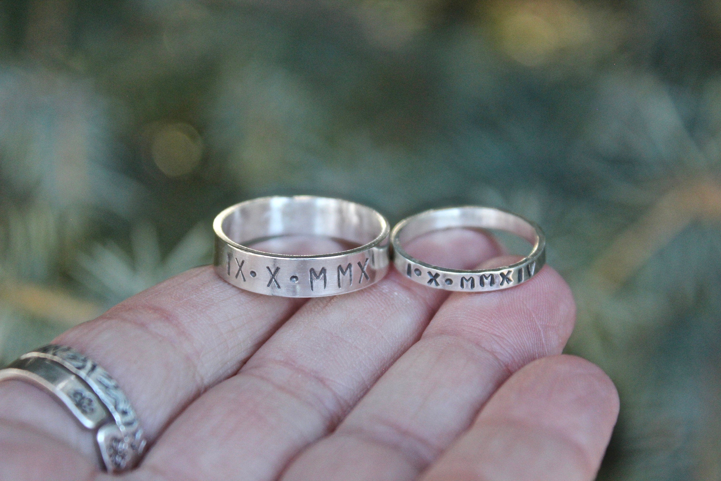 Men's Roman Numeral Date Ring in Sterling Silver