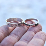 Men's Roman Numeral Date Ring in Sterling Silver