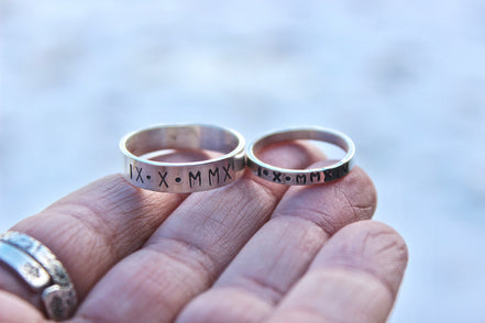 Roman Numeral Date Ring in Solid Sterling Silver