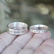 Matching Morse Code Rings for Couples, Sterling Silver