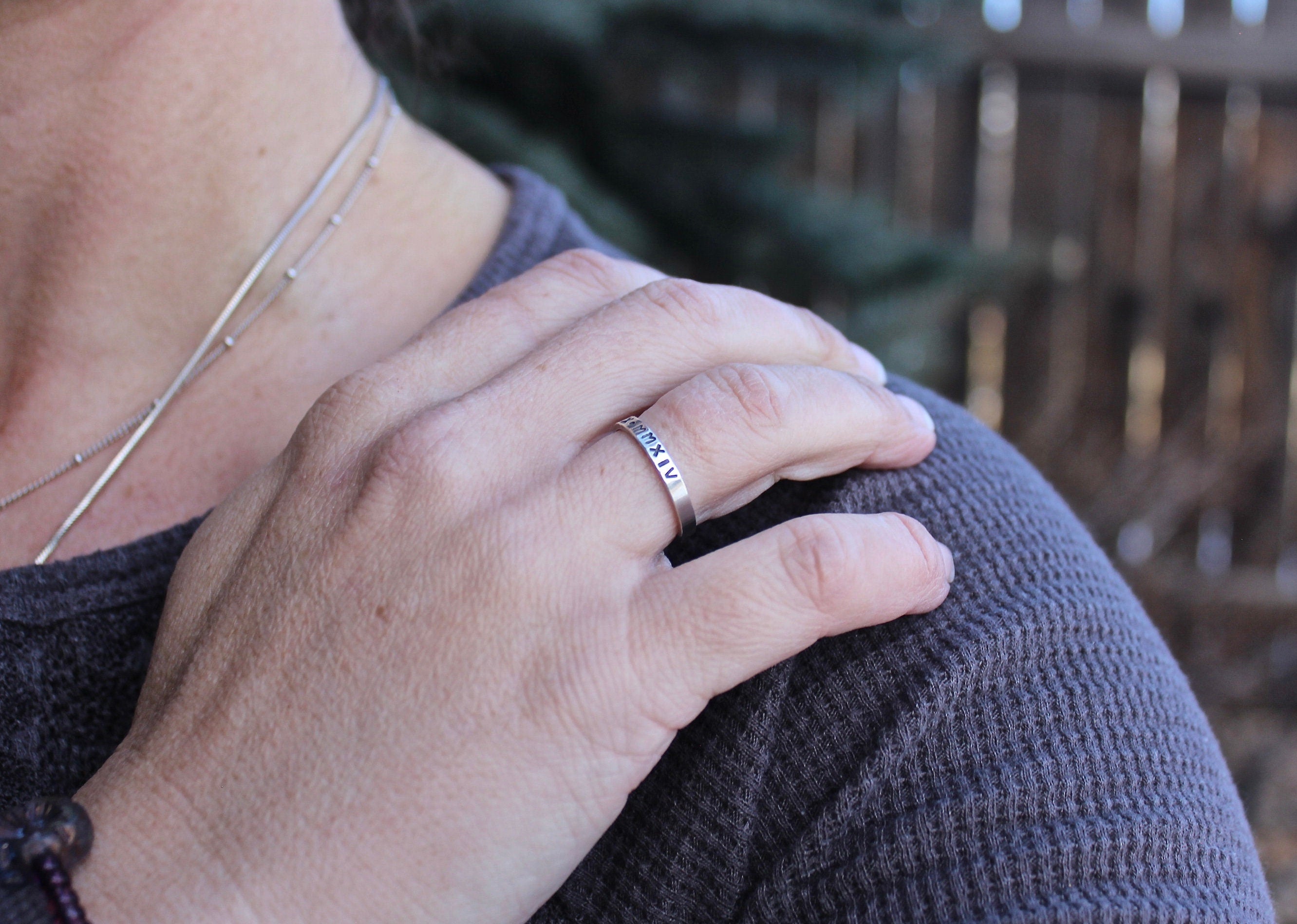 Roman Numeral Date Ring in Solid Sterling Silver