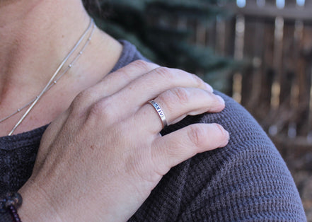 Roman Numeral Date Ring in Solid Sterling Silver